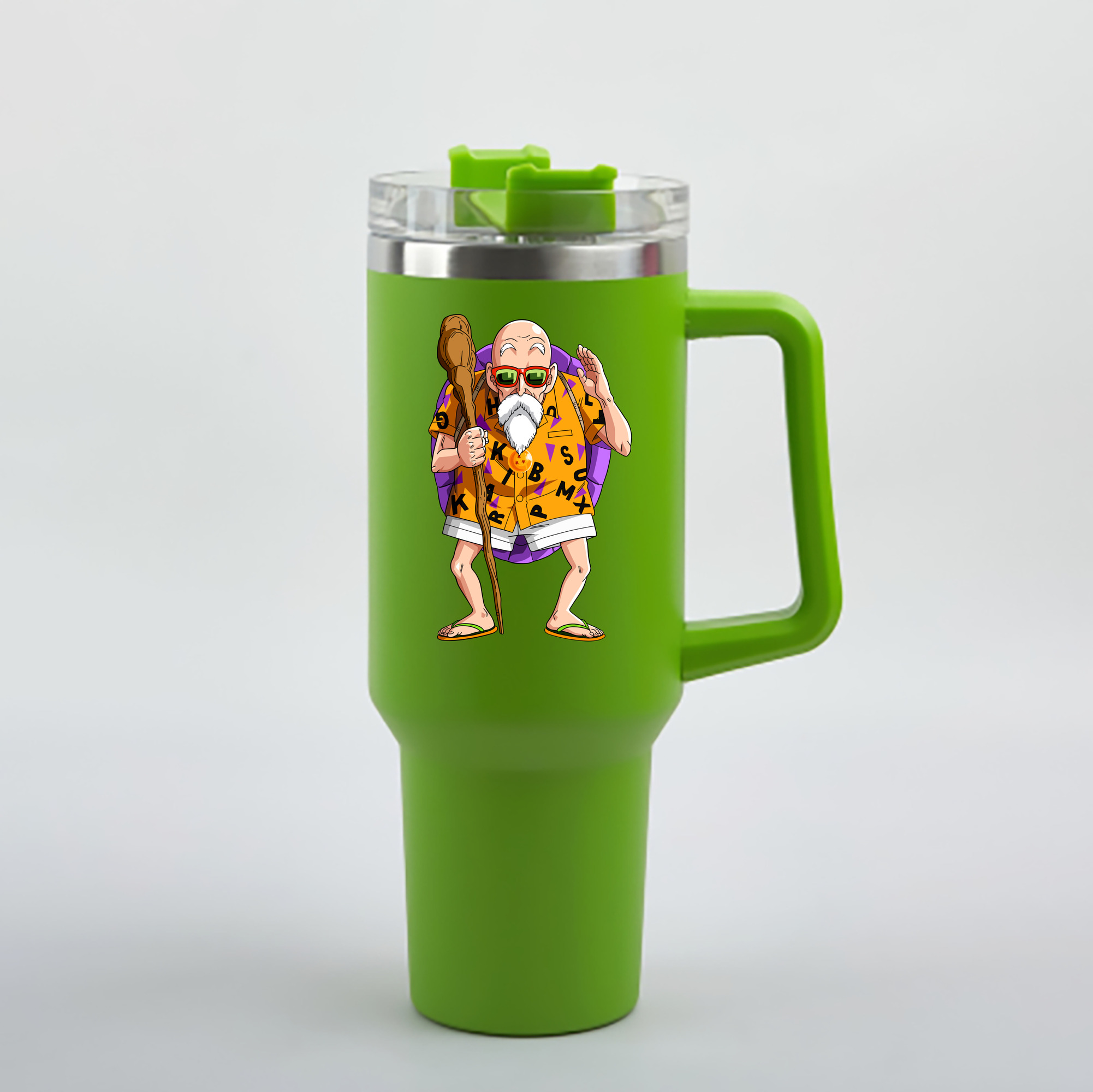 （画像用） ドラゴンボール 亀仙人（かめせんにん） DRAGON BALL Master Roshi Kame Sennin 1200mL車用タンブラー - クリスタルステッカー（プラスチックストロー付き）